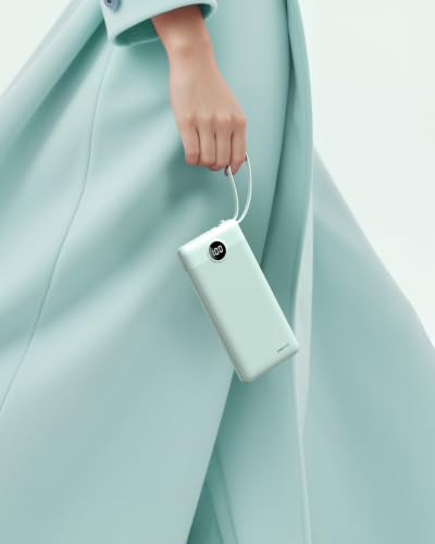 Portable Chargers 10000mAh, Slim Travel Essentials Power Bank, 5 Outputs 2 Inputs LED Display External Battery Pack with Built-in Cables Compatible with iPhone/Android & More (Teal) - color: Teal