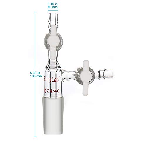 stonylab Glass Vacuum Transfer Adapter, Borosilicate Glass Vacuum Adapter with PTFE Stopcocks and 24/40 Inner Joint - size: 24/40 Joint