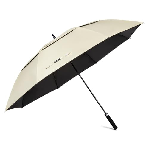 G4Free 47/54/62/68 Inch UV Protection Golf Umbrella Oversized Sun Umbrella | UPF 50+, Auto Open, Vented Double Canopy, Extra Large Coverage, Heavy Duty, Windproof Stick Umbrella - color: Ivory/Black, size: 47 inch