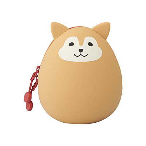 LIHIT LAB PuniLabo Mini Zipper Pouch, Egg-Shaped, 2.2" x 2.4", Shiba Dog (A7782-2) - color: Shiba Dog, size: Medium: 2.2 × 2.4 inches