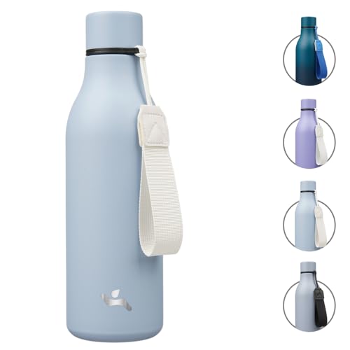 Konokyo 18 oz Insulated Stainless Steel Metal Water Bottle with Strap - color: Candy Blue, size: 18 Ounces
