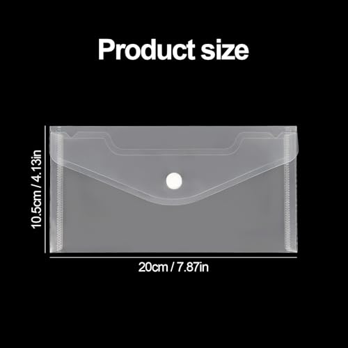 10 Pack Clear PP Snap Envelopes,4.13×7.87 Inch | Cash Receipt Storage, Waterproof & Lightweight, Tear Resistant PP Material, Snap Closure, For Office, Home & Business Trip - size: 4.13 * 7.87 inch