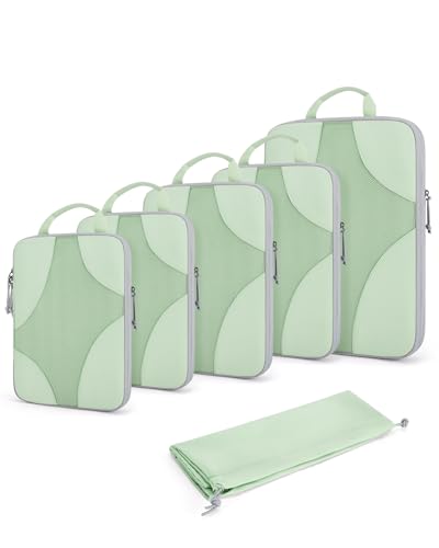 Bagsmart Compression Packing Cubes, Travel Bag Cruise Ship Essentials - color: Fruit Green, size: 6 Set