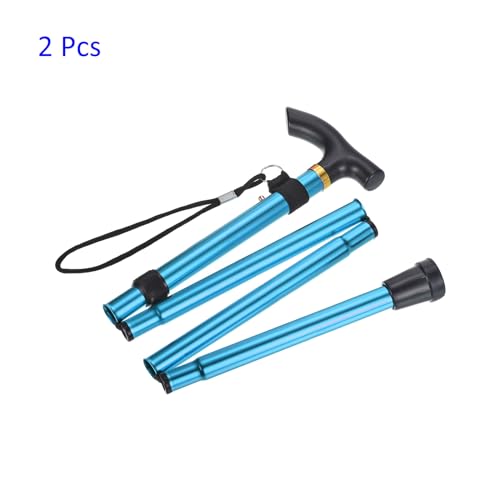 M METERXITY Trekking Poles - Collapsible Hiking Walking Sticks, Telescopic & Folding, Apply to Women Walking Backpacking - color: Blue