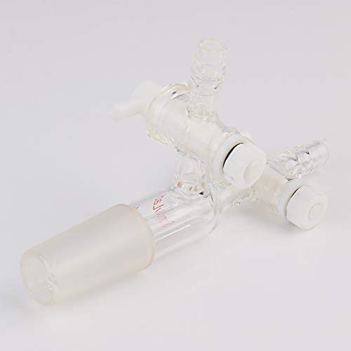 stonylab Glass Vacuum Transfer Adapter, Borosilicate Glass Vacuum Adapter with PTFE Stopcocks and 24/40 Inner Joint - size: 24/40 Joint