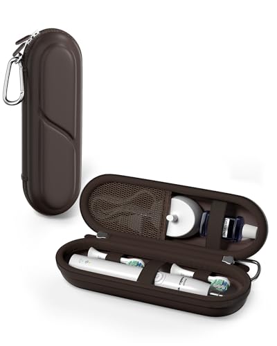 ProCase Toothbrush Travel Case for Oral-B/Oral-B Pro 1000 1500 5000 7000 7500 6000 9600/Philips Sonicare 4100 5100 1100 6100 5300 Oral-B iO Electric Toothbrush Portable Hard Container -Chocolate - color: Chocolate