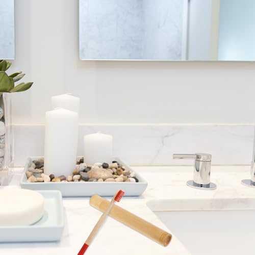Healifty Bamboo Toothbrush Travel Kit with Degradable Tubes - 3 Pack Disposable Eco-Friendly Toothbrushes with Protective Case for Home Hotel and Travel