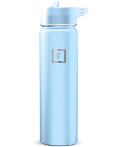 IRON °FLASK 24 oz Wide Mouth Water Bottle with Straw - color: Morning Mist, size: 24 Ounces, style: Straw - 24 Oz (1 Lid)