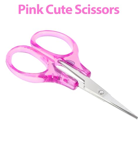 Small Craft Scissors, 3.5" Travel Scissors Tsa Spproved Compact Stainless Steel TSA Approved Scissor Carry on for Travel, Sewing, Embroidery, Crafts, Knit (Pink, Purple)