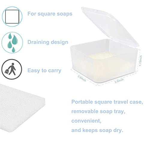 Square Travel Soap Container, Vonpri Soap Dish Shower Square Soap Holder Bar Soapbox Case Soap Saver for Bathroom Travel Gym Camping Outdoor (1Pc Clear)