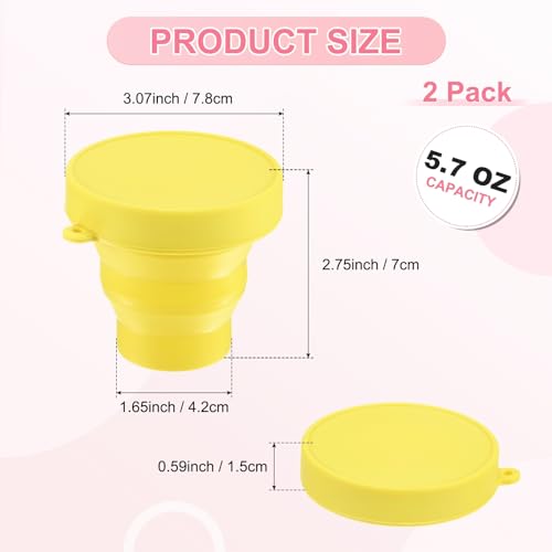 M METERXITY 2 Pack Collapsible Travel Cup, 5.7oz(170ml) Silicone Portable Foldable Water Cup Bottle for Travel/Camping/Hiking, Reusable [Yellow] - color: Yellow
