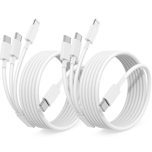 Multi Charging Cable USB C 6ft,3 in 1 Charging Cable and Lightning Cord Fast Charger for Multiple Devices,Triple Universal Charger with USBC to Multiple Connectors for iPhone 17 16 15 14 13 12-2Pcs - size: 2Pack-3in1