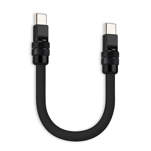 chubbycable 240W Short USB C to C Charging Cable, Black, 0.82FT | Premium Zinc Alloy Connectors, 6mm Silicone Extra Thick, 45,000+ Bend Tested, E-Marker Chip, Stable 480Mbps Data Transfer - color: Black, size: 0.82 ft, style: Type C-Type C