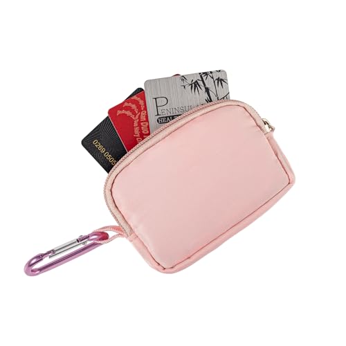 2-Piece Mini Pouch with Carabiner Clip, Unisex Small Organizer Case for Electronics, Makeup, and Accessories (Pink) - color: Pink