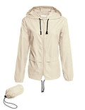 Avoogue Raincoat Women Lightweight Waterproof Rain Jackets Packable Outdoor Hooded Windbreaker - color: Beige, size: 3X-Large