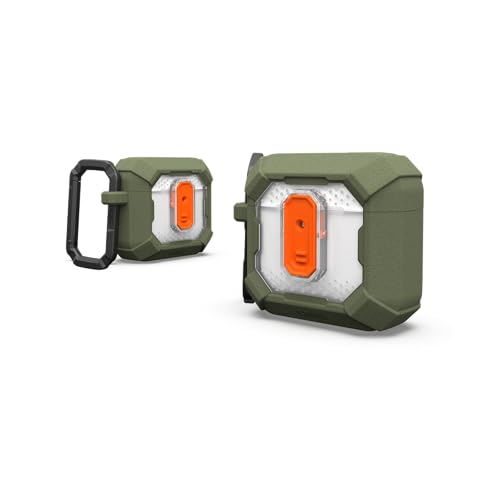 URBAN ARMOR GEAR UAG Designed for AirPods (4th Gen, 2024) Protective Case with Lock Plasma, Rugged Hard Shell Military Grade Protective Cover with Secure Lock & Detachable Carabiner Clip, Olive Drab - color: Olive Drab