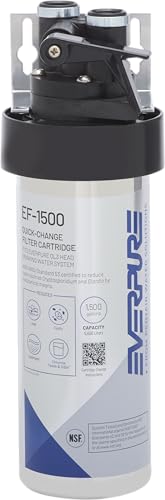 Pentair Everpure EF-1500 Full Flow Drinking Water System, EV985800, NSF Certified to Reduce Lead, Includes Filter Head, Cartridge, and All Hardware, 1,500 Gallon Capacity, 0.5 Micron - size: 1,500 Gallon, style: System