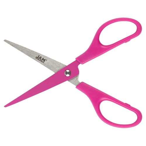 JAM PAPER Arts & Crafts Scissors - 6 3/4 Inch - Fuchsia Pink - Ergonomic Handle & Stainless Steel Pointed Tip Blades - Sold Individually - color: Pink, size: Craft (6.75 Inch)