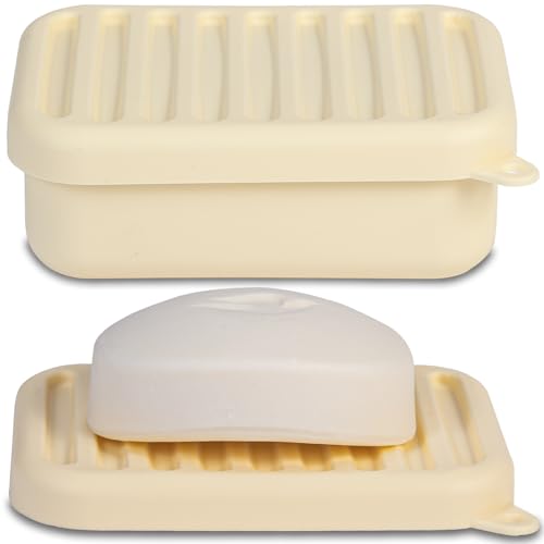 HighHerz Superior Leak-Proof Silicone Travel Soap Case, Portable Soap Container with Draining Layer, Durable Soap Box, Shatter-Proof Soap Holder for Bathroom, Gym, Travel Size Toiletry (Yellow) - color: Yellow