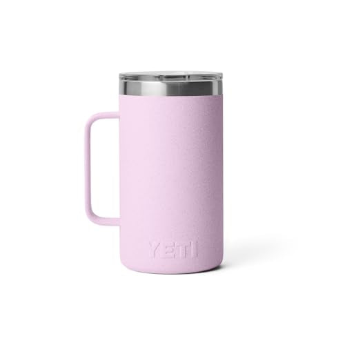 YETI Rambler 24 oz Mug, Vacuum Insulated, Stainless Steel with MagSlider Lid - color: Cherry Blossom - Textured