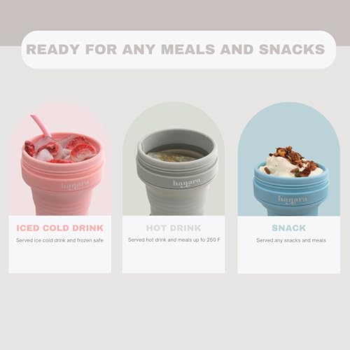 HANARA Collapsible Cup with Reusable Straw – 18 Oz (550 Ml), Portable Travel Mug, BPA-Free, Leak-Proof, Microwave & Dishwasher Safe, Multi-Purpose for Hot & Cold Drinks – Sky Blue - color: Sky Blue