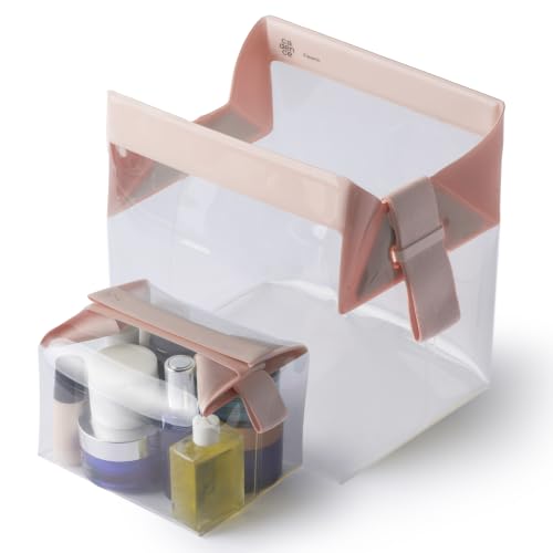 Cadence Parcel - Clear Travel Kit with Zipperless Magnetic Closure - Rose, Large - Durable, Leak-Resistant and TSA Approved Toiletry Bag - Modular Organization - Recycled TPU (2 Qt) - color: Rose, size: Large