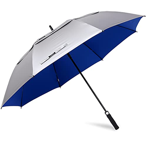 G4Free 47/54/62/68 Inch UV Protection Golf Umbrella Oversized Sun Umbrella | UPF 50+, Auto Open, Vented Double Canopy, Extra Large Coverage, Heavy Duty, Windproof Stick Umbrella - color: Blue/Silver, size: 68 inch