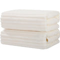 Bath Towels 2-Pack, 27.5x55 Inches - Ultra Soft and Highly Absorbent Quick Dry Microfiber Towels with Hanging Loop, Beauty Twill Stripe Design for Bath, Beach, Gym - color: 2white