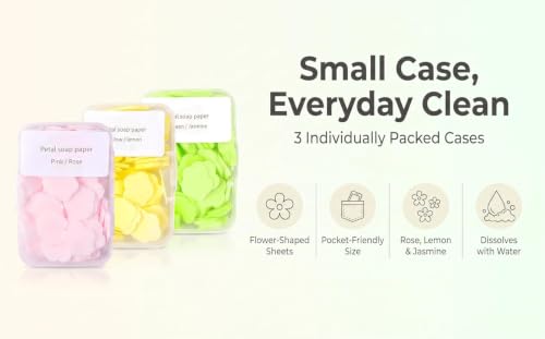 4 Boxes Paper Soap, 4 Random Different Scented Mini Portable Disposable Petal Hand Wash Sheets, Dissolvable Hand Bath Soap,Suitable for Outdoor,Camping and Hiking,Personal Care(Approx 400 Sheets)
