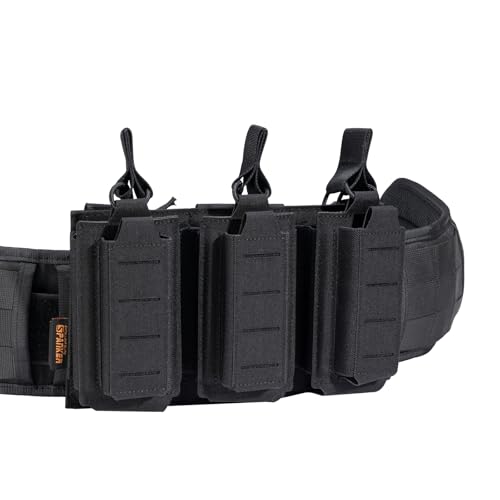 EXCELLENT ELITE SPANKER Tactical Open-Top Single/Double/Triple Molle Mag Pouch for Pistol Mag Pouch Tactical Bag Accessories Holder - color: Triple-Black