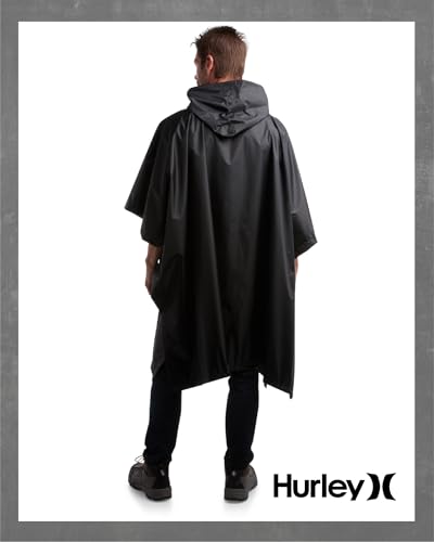 Hurley Ponchos Adult Rain Ponchos Waterproof Lightweight Packable Rain Top | Compact Packable Design for Hiking, Camping and Emergencies, Waterproof Coverage That Stows Easily in a Bag - color: Black