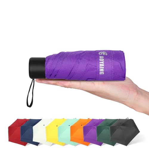 GAOYAING Compact Travel Umbrella with Case Sun&Rain Lightweight Small and Compact Suit for Pocket 34 Inches - color: Purple, size: 34 Inches