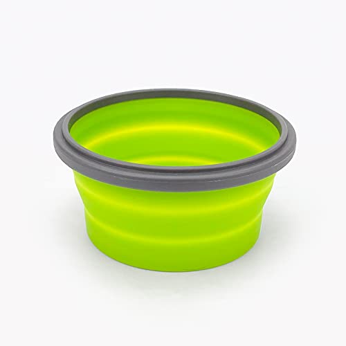 CCyanzi 3piece Round Collapsible Bowl with Lids, Silicone Food Storage Containers, Microwave & Freezer Safe, Space Saving for Kitchen Cabinet and Camping Backpack,(Green Gray) - color: green with gray