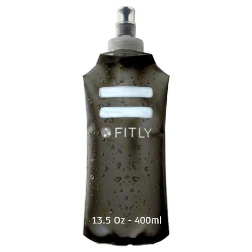 FITLY Soft Flask - Shrink As You Drink Soft Water Bottle for Hydration Pack - Folding Water Bottle Ideal for Running, Hiking, Cycling, Climbing & Rigorous Activity - color: Black, size: 13.5 Ounces