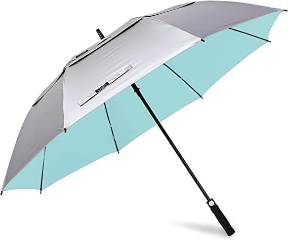 G4Free 47/54/62/68 Inch UV Protection Golf Umbrella Oversized Sun Umbrella | UPF 50+, Auto Open, Vented Double Canopy, Extra Large Coverage, Heavy Duty, Windproof Stick Umbrella - color: Lake Blue/Silver, size: 47 inch