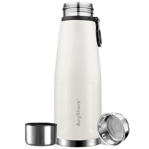 27oz Vacuum Insulated Stainless Steel Thermoses with Foldable Handle & Leakproof Lid, Slim Travel Coffee Cup for Hot/Cold Drinks, Fits Car Cup Holders - color: White-01-27oz