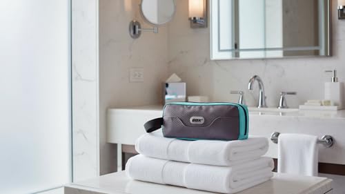 Small Travel Toiletry Bag for Men, Dopp Kit Mens, Zipper Pouch for Travel - color: Grey/Sky Blue