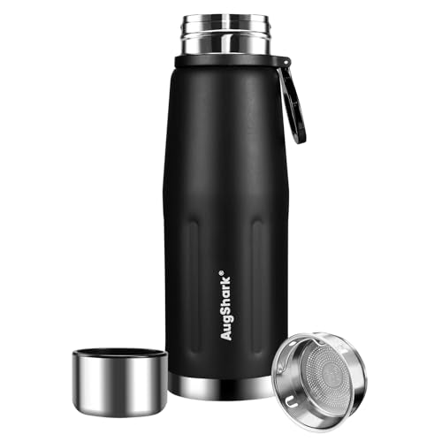 20oz Vacuum Insulated Stainless Steel Thermoses with Foldable Handle & Leakproof Lid, Slim Travel Coffee Cup for Hot/Cold Drinks, Fits Car Cup Holders - color: Black-01-20oz