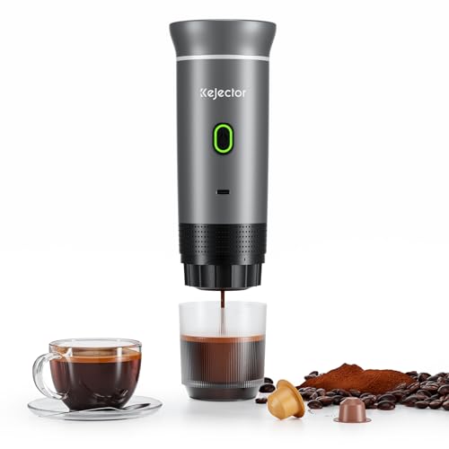 KEJECTOR Portable Coffee Maker Espresso Machine for Travel Nano Car Coffee Maker Compatible with Ground Coffee & NS Capsule for RV, Hiking Camping Office, Travel Espresso Maker Electric Coffee Machine