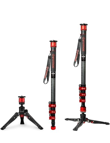 IFOOTAGE Cobra 3 C180F Carbon Fiber Video Monopod 71" | Travel Monopod with Base, Professional Video Monopod with Tripod Base, Max Load 10KG - size: C180F (Carbon)
