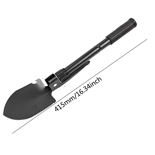 Military Small Folding Camping Shovel, Mini Compact Pickaxe with Carrying Pouch for Gardening, Off Road, Hunting, Car Emergency, Remove Ice (Black) - color: Black