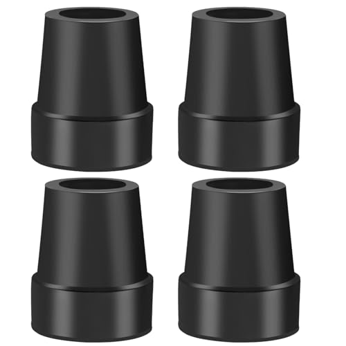 Cane Tips 1 Inch Upgrade Heavy Duty Rubber Walker Accessories Replacement Rubber Cane & Crutches Tips, 4-Pack - color: Black- 4 Pcs