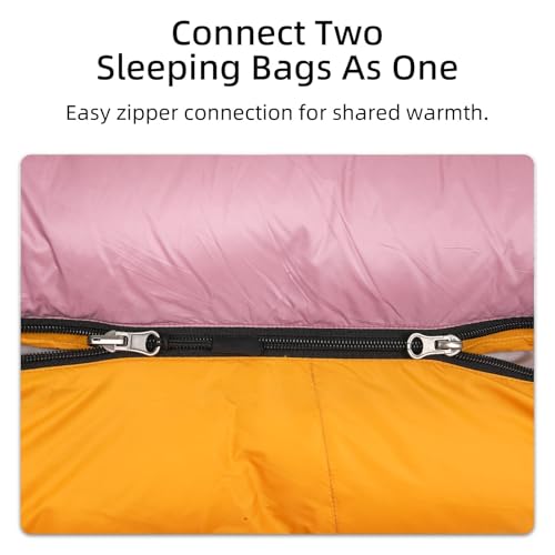 Down Sleeping Bag with Pillow,Ultralight and Compact - color: Orange, size: Regular 20°F