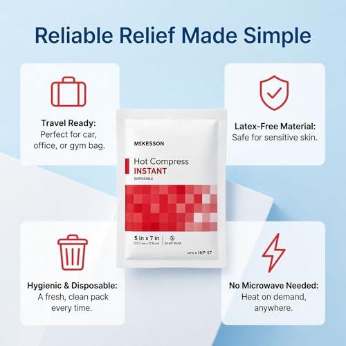 McKesson Instant Hot Packs, Instant Hot Compress, 5 x 7 in | Instant Hot Pack,Sodium Acetate / Water,Disposable,5 X 7 Inch - color: Red, size: 5x7