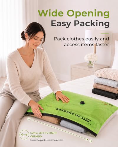 Vacbird 10 Pack Travel Vacuum Bags with Hand Pump, Reusable Waterproof Space Saver for Luggage Clothes Packing