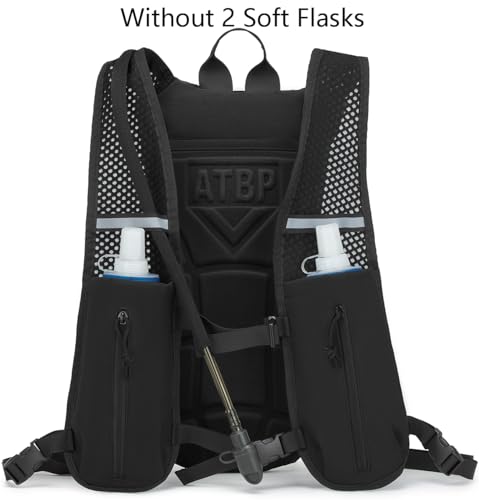 Running Hydration Vest Pack Tactical 3L Water Bladder Backpack Bag for Cycling Marathon Hiking Daypack Men & Women - color: Black V