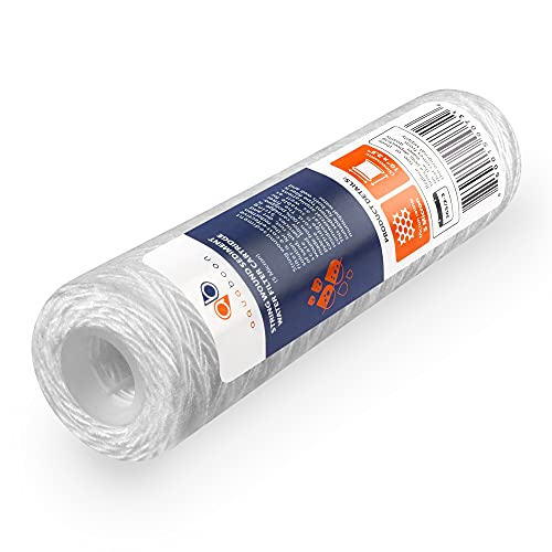 Aquaboon Whole House 5 Micron 10 x 2.5 String Wound Sediment Water Filter Cartridge Replacement Compatible with Well Water Filter WHKF-WHSW, 6-Pack - size: 6 Count (Pack Of 1)