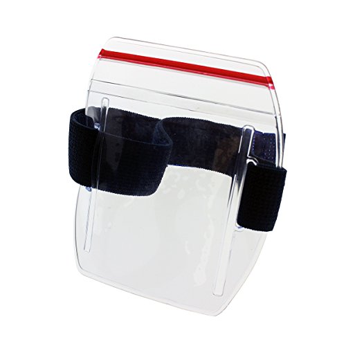 Heavy Duty Water Resistant Armband ID Badge Holder with Resealable Red Zip & Rugged Adjustable Arm Band (Perfect Arm Ski Pass Holder for Lift Ticket) Top Load by Specialist ID - size: 1 Single