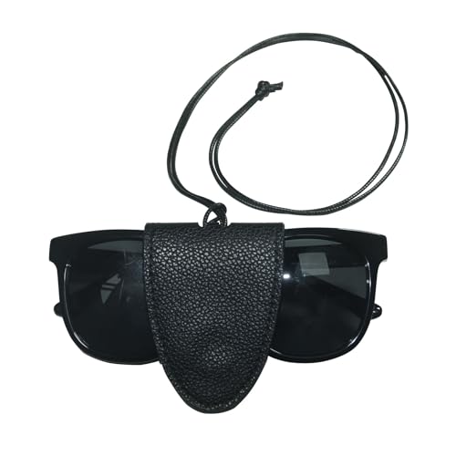 Portable Travel Sunglasses Holder，Magnetic Leather Glasses Eyeglasses Hanger Clip For Women Men(Brown) - color: Black