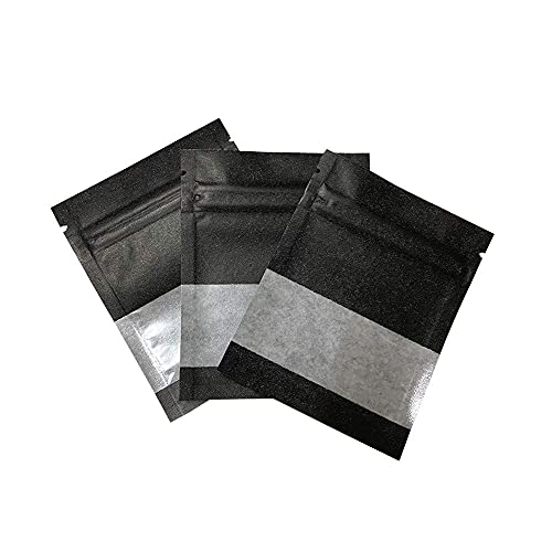 FERENLI 100Pcs 2.8x3.5 inch Black Kraft Paper Window Bags for Food Storage - color: Black